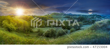 panorama of time change in countryside 47153004