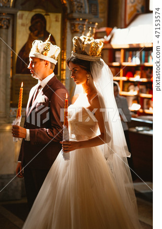 newlyweds wedding ceremony in the church, newlyweds wedding ceremony in the church, 47153574