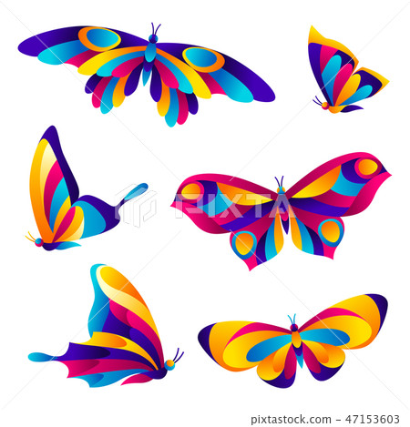 Set of butterflies. 47153603