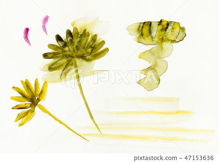 sketch of flowers are hand drawn on creamy paper sketch of flowers are hand drawn on creamy paper 47153636