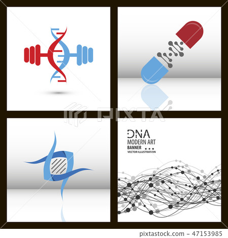 Set of science template, wallpaper or banner with a DNA molecules. Vector illustration. Set of science template, wallpaper or banner with a DNA molecules. Vector illustration. 47153985