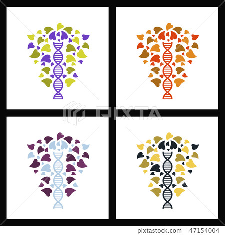 Set of DNA Helix Logo Template. Genetics Vector Design. Biological Illustration 47154004