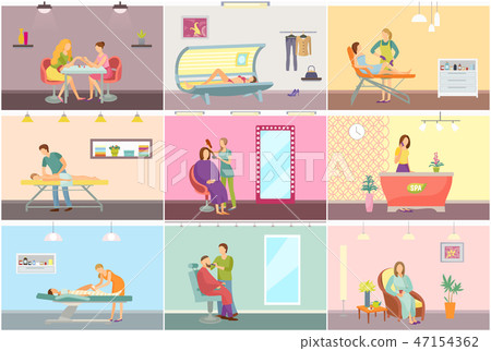 Spa Salon Manicure and Barber Vector Posters Set Spa Salon Manicure and Barber Vector Posters Set 47154362