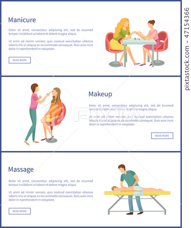 Manicure Makeup Visage Service Posters Set Vector Manicure Makeup Visage Service Posters Set Vector 47154366
