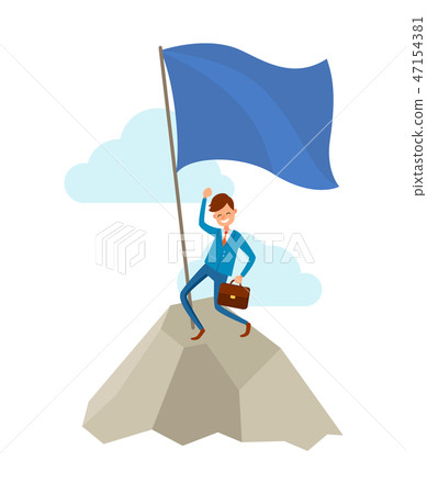 Businessman Going to Success, Climbing Up on Rock 47154381