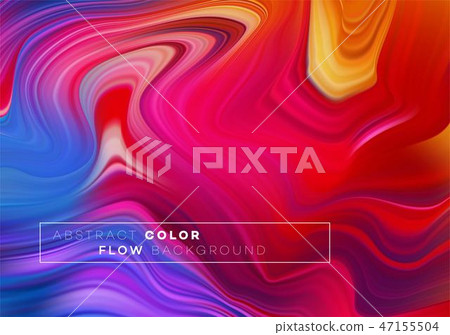 Modern colorful flow poster. Wave Liquid shape in black color background. Art design for your design 47155504