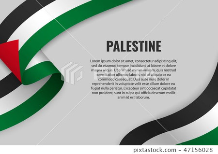 Waving ribbon with flag 47156028