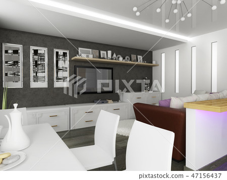 White living room interior 47156437