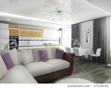 White living room interior 47156438
