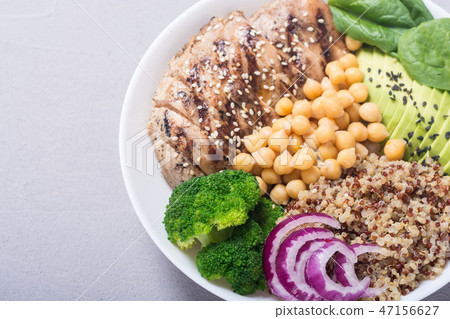 Buddha bowl salad broccoli quinoa chicken avocado Buddha bowl salad broccoli quinoa chicken avocado 47156627