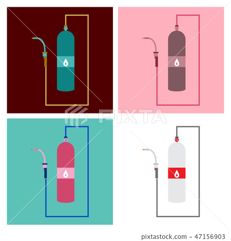 Profession and occupation set. Metal welding equipment, gas cutting flat design icon.Welder worker 47156903
