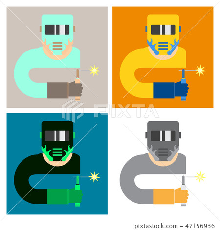 welder man vector illustration flat style side front 47156936