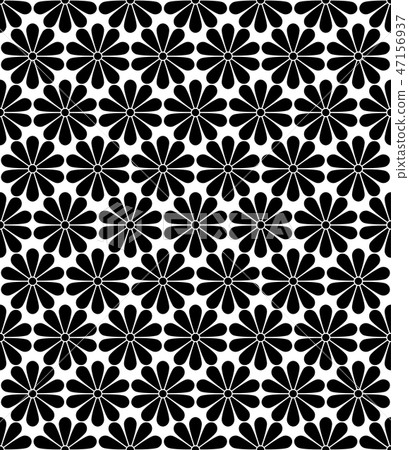 Japanese Kiku Chrysanthemum floral vector seamless pattern. 47156937