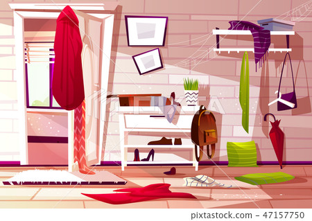 Hallway room messy interior illustration 47157750