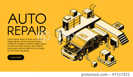 Car repair service isometric illustration Car repair service isometric illustration 47157831