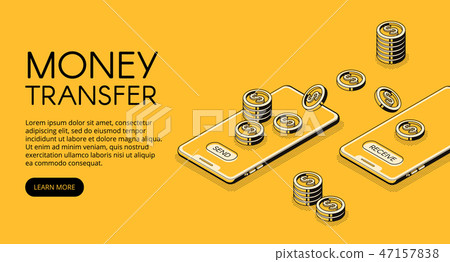 Money transfer mobile phone illustration 47157838