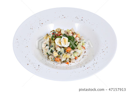 Olivier Russian meat salad with smoked chicken Olivier Russian meat salad with smoked chicken 47157913