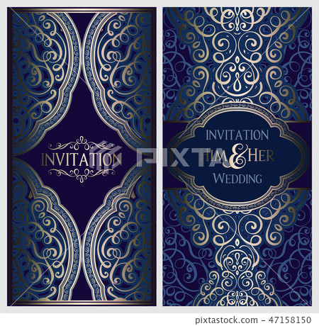 Wedding invitation card with gold shiny Wedding invitation card with gold shiny 47158150