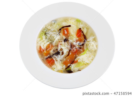 Chinese tomato, egg whites and mushrooms soup Chinese tomato, egg whites and mushrooms soup 47158594
