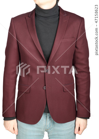 Dark red suit jacket for men, combined with jeans Dark red suit jacket for men, combined with jeans 47158623