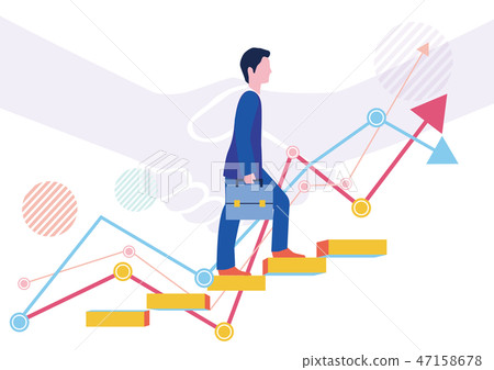 Successful businessman and step up graph-flat... - Stock Illustration ...