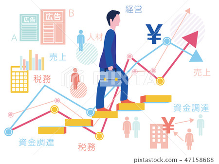 Management businessman step up and graph-flat design concept illustration Management businessman step up and graph-flat design concept illustration 47158688