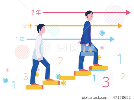Step-up and graphing from dispatch to full-time employee-Flat design concept illustration Step-up and graphing from dispatch to full-time employee-Flat design concept illustration 47158692