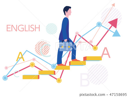 臨時職員英語技能和步上升和圖表平的設計觀念例證 47158695