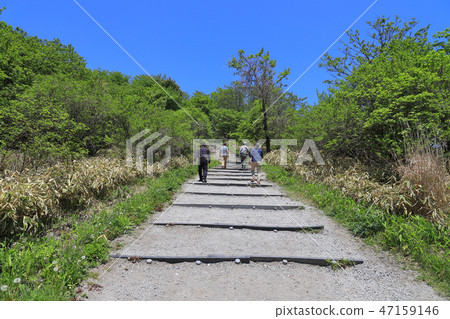 From the summit of Harunazan Ropeway in spring to the summit of Haruna Fuji From the summit of Harunazan Ropeway in spring to the summit of Haruna Fuji 47159146