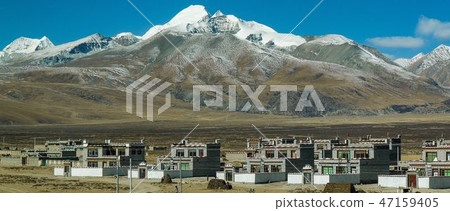 Tibet blue cabinet railroad car window scenery Tibet blue cabinet railroad car window scenery 47159405