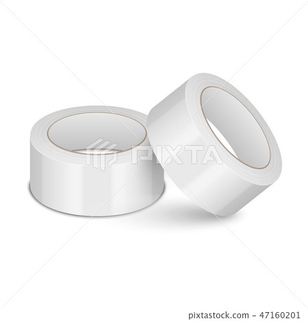 Vector Realistic White 3d Glossy Tape Roll, Sticky, Duct Tape Template for Logo, Print, Mock-up Set Vector Realistic White 3d Glossy Tape Roll, Sticky, Duct Tape Template for Logo, Print, Mock-up Set 47160201