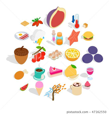 Fruit snack icons set, isometric style 47162550