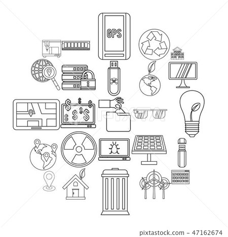 Technological world icons set, outline style Technological world icons set, outline style 47162674