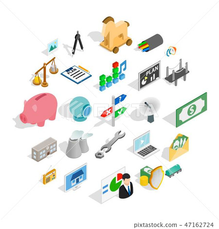 Cabling icons set, isometric style 47162724