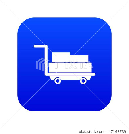 Cart with luggage icon digital blue Cart with luggage icon digital blue 47162789