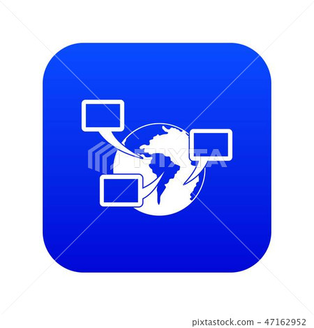 World planet and speech bubbles icon digital blue World planet and speech bubbles icon digital blue 47162952