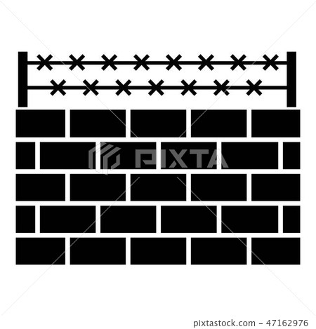 Brick wall border icon, simple style Brick wall border icon, simple style 47162976