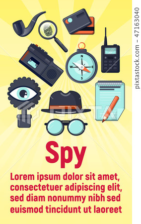 Spy concept banner, cartoon style 47163040