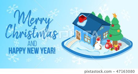 Merry Christmas concept banner, cartoon style Merry Christmas concept banner, cartoon style 47163080