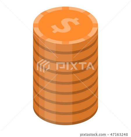 Coin stack icon, isometric style Coin stack icon, isometric style 47163248