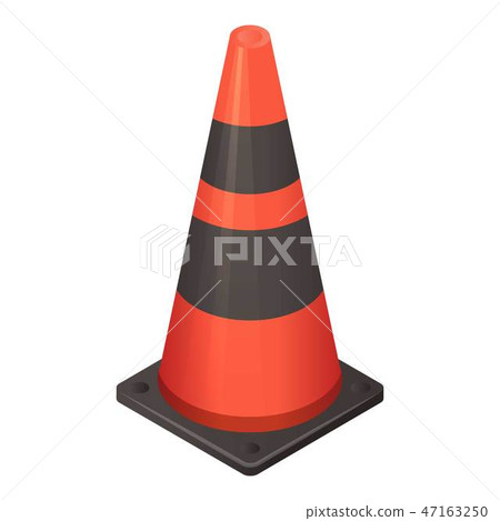 Red black road cone icon, isometric style Red black road cone icon, isometric style 47163250