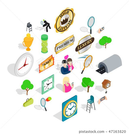 Fan icons set, isometric style 47163820