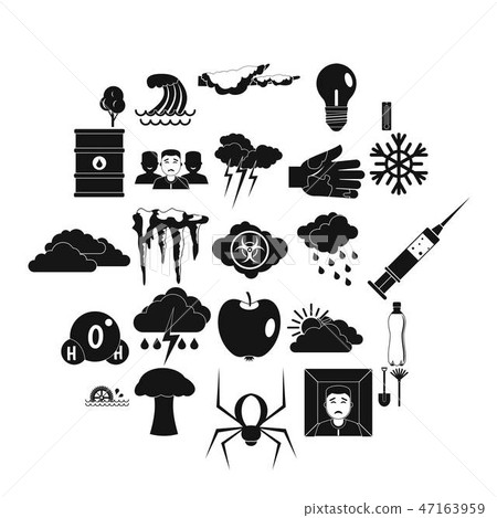 Warning Icons Set Simple Style Stock Illustration 47163959 Pixta