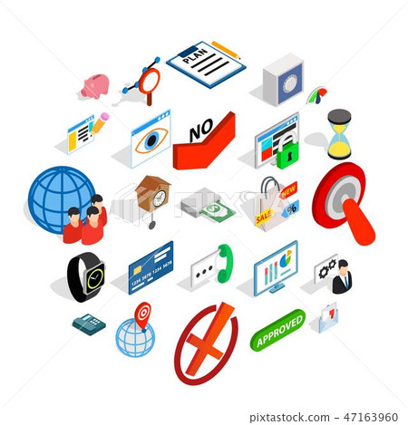 Course of time icons set, isometric style Course of time icons set, isometric style 47163960