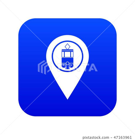Geo tag with tram sign icon digital blue Geo tag with tram sign icon digital blue 47163961