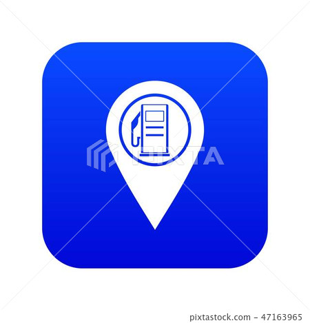 Map pointer with gas station symbol icon digital blue Map pointer with gas station symbol icon digital blue 47163965