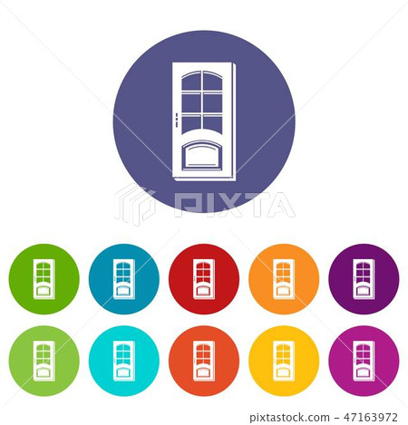 Office door icons set vector color Office door icons set vector color 47163972