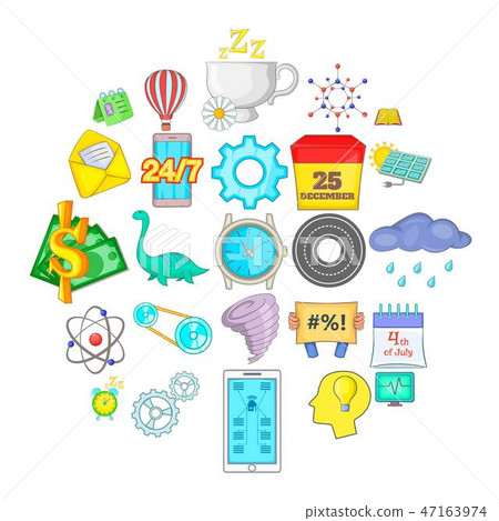 Past icons set, cartoon style 47163974