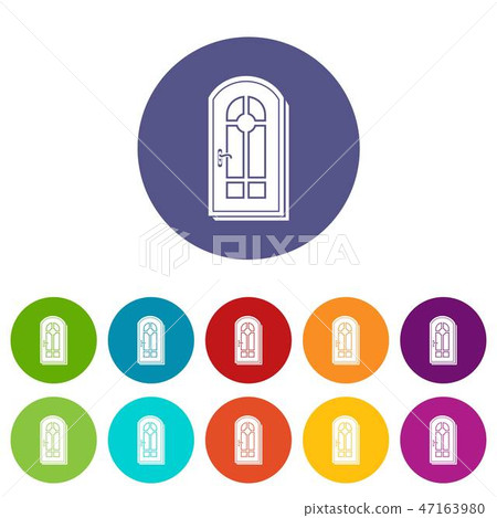 Arched door icons set vector color 47163980