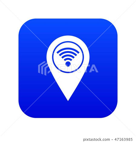 Map pin pointer with wi fi symbol icon digital blue Map pin pointer with wi fi symbol icon digital blue 47163985